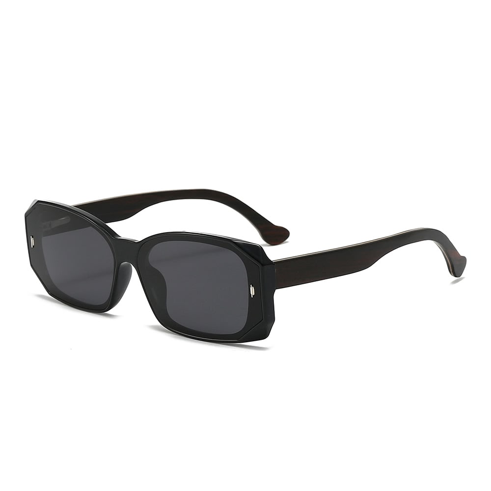 Dollger Square Wooden Temples Retro Sunglasses