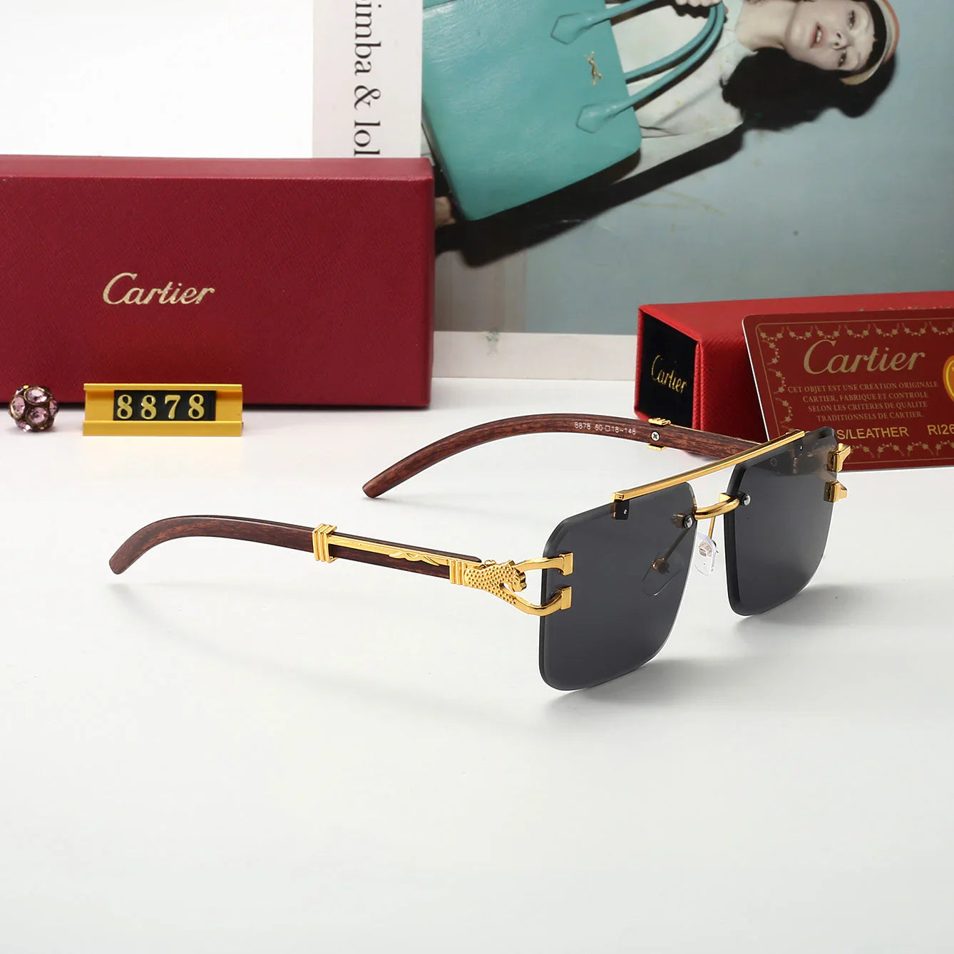 5 colors of trendy rimless sunglasses 8878