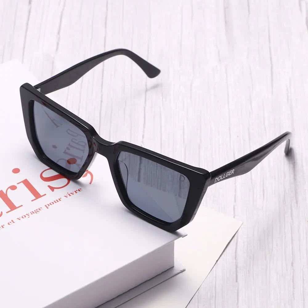 Dollger Black-Clear Hipster Acetate Square Tinted Sunglasses