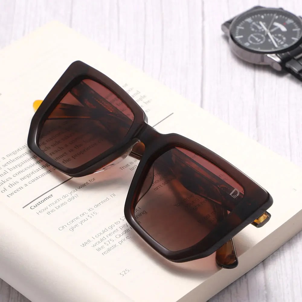 Dollger Black-Clear Hipster Acetate Square Tinted Sunglasses