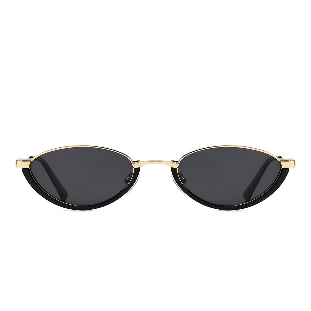 Dollger Semi-Rimless Oval Black Frame Sunglasses