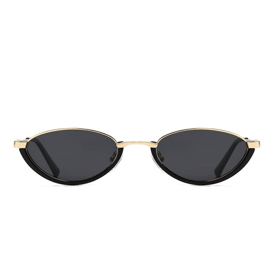 Dollger Semi-Rimless Oval Black Frame Sunglasses