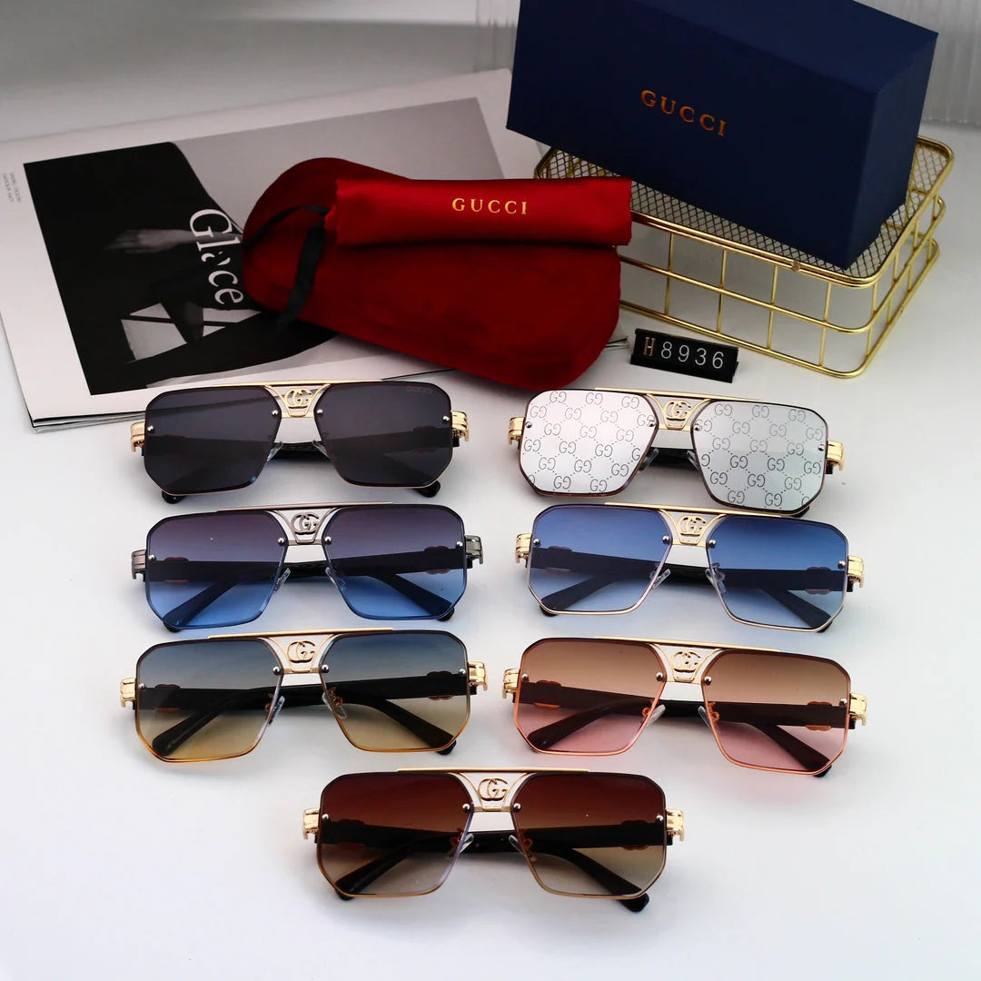"Fashion Metal Logo Polygon Sunglasses 8936"