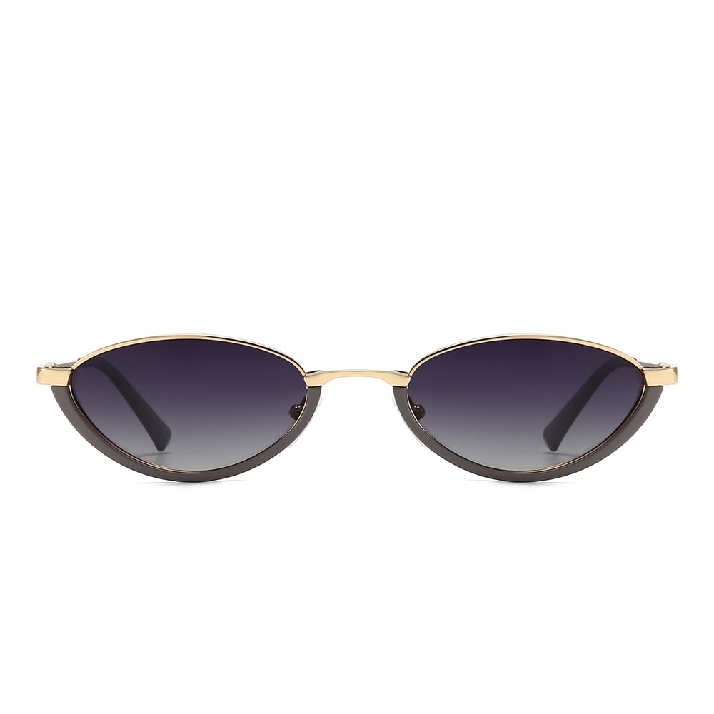 Dollger Semi-Rimless Oval Black Frame Sunglasses