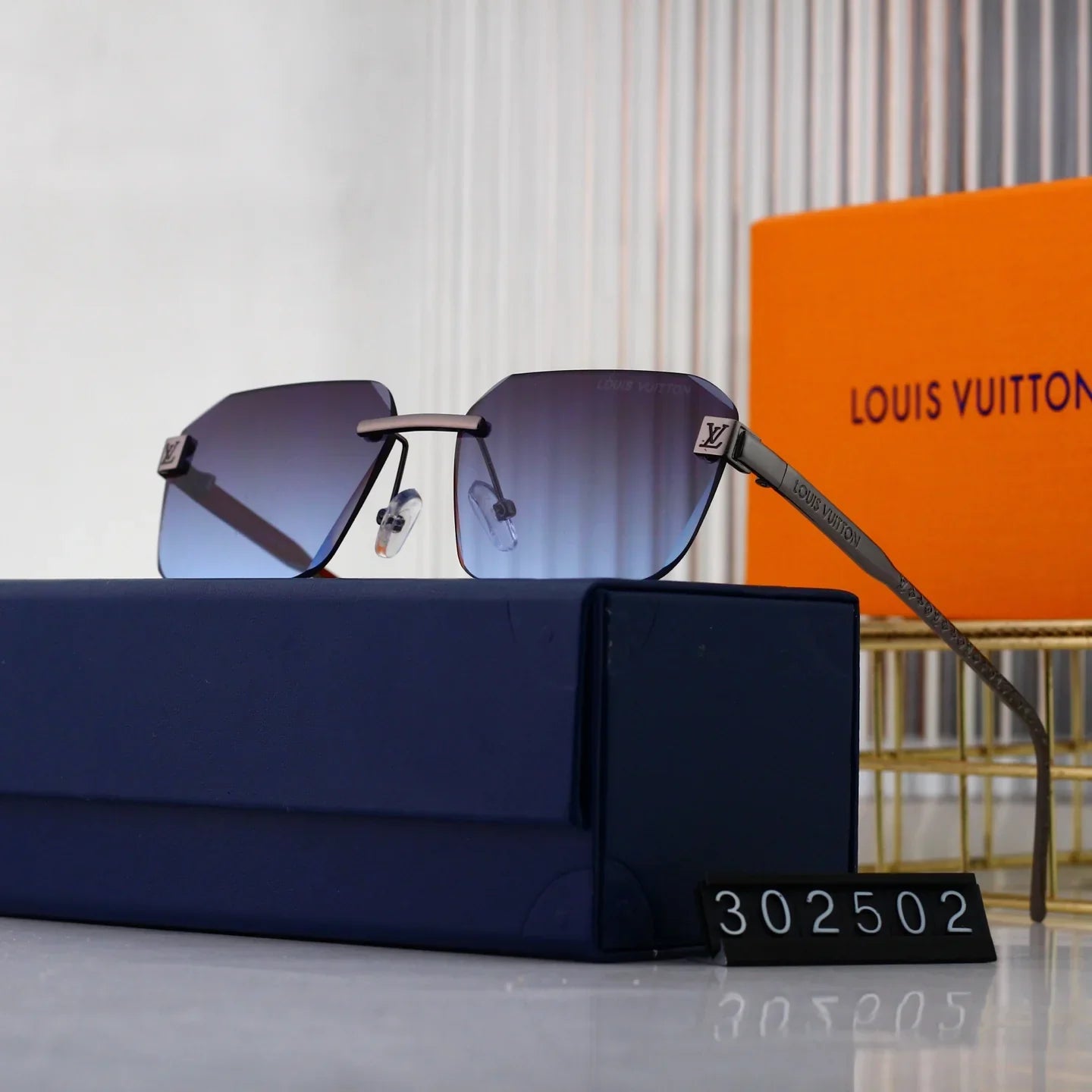 5-color thin lens metal new sunglasses 302502