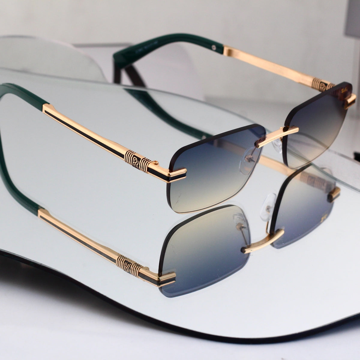 Square Rimless Sunglasses, UV Protection Gradient Lens
