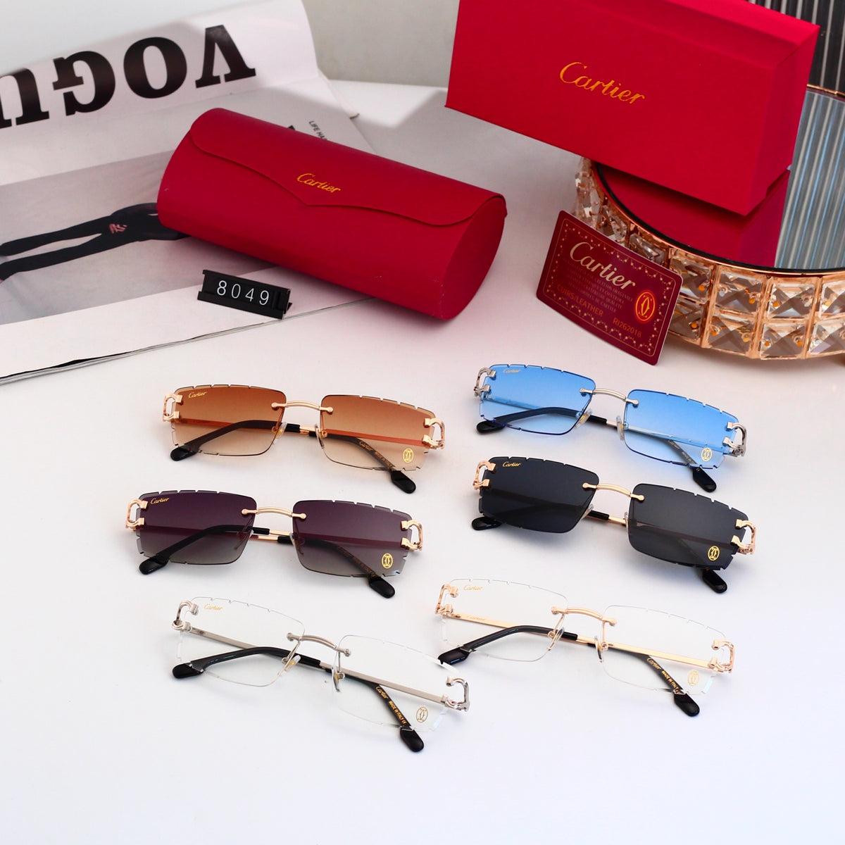 6-color diamond-cut lenses, trendy sunglasses.