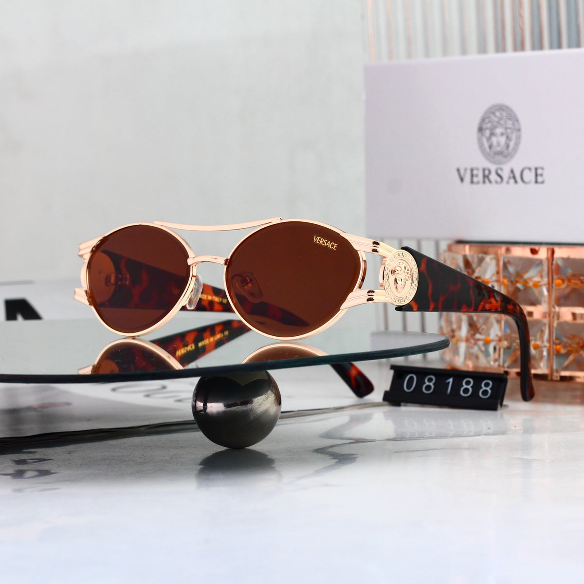 Multicolored round-frame sunglasses