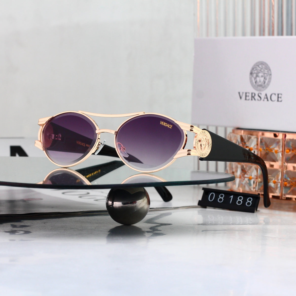 Multicolored round-frame sunglasses