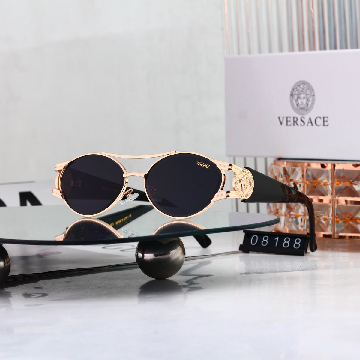 Multicolored round-frame sunglasses