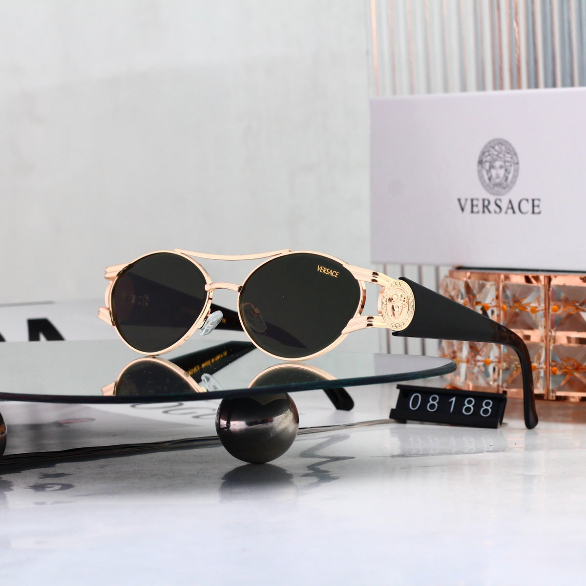 Multicolored round-frame sunglasses