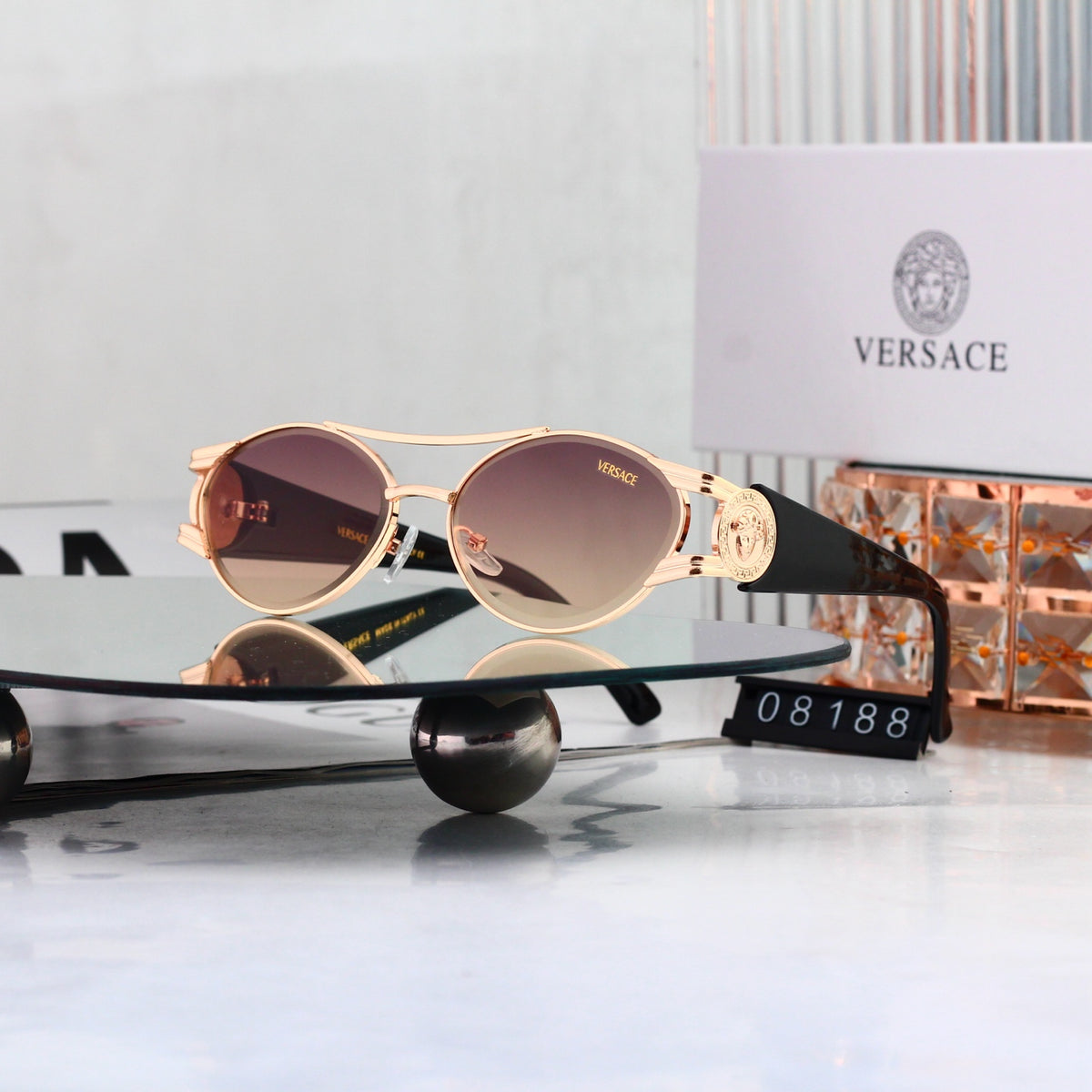 Multicolored round-frame sunglasses