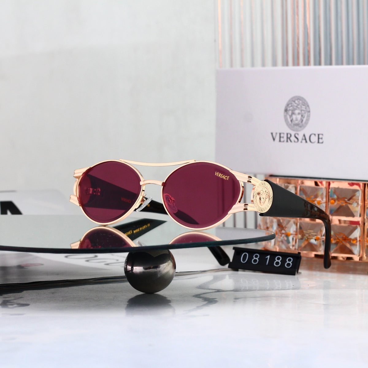 Multicolored round-frame sunglasses