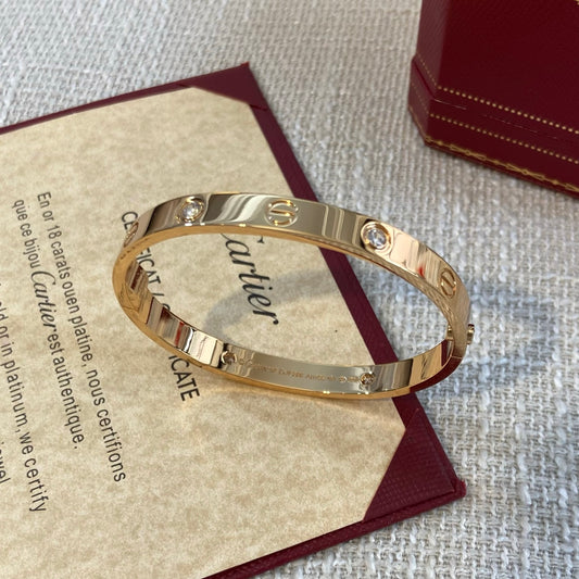 Wide-version LOVE bracelet with four diamonds