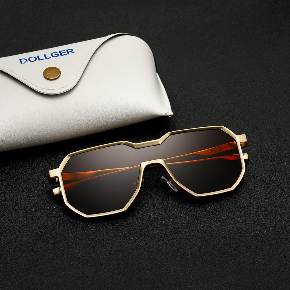 Punk style one piece large frame polygonal trendy sunglasses